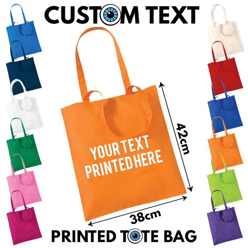 Custom Printed Tote Bag With Your Text Personalised Etsy