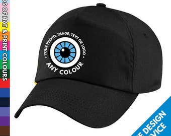 Custom Printed Adults Baseball Cap - Sports Hat - Your Design Image Text Photo Print - Personalised Personalized Gift Business Trainer Caps