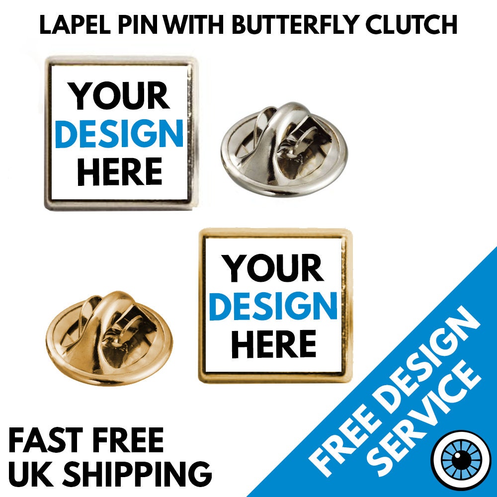 15mm Metal Lapel Pin Badges Personalised Square Button Badge Etsy