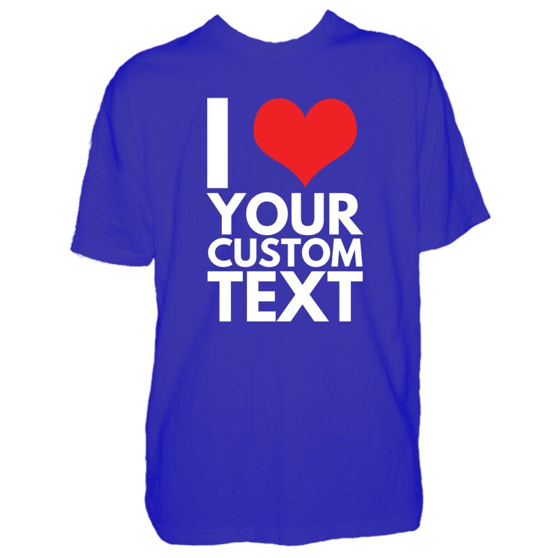 Maglia Personalizzata Uomo T-shirt Unisex Oversize Personalizzata - Stampabile Con Testo "I Heart ..." O Qualsiasi Frase, 100% Cotone T-shirt I Heart Any Text - Foto 2