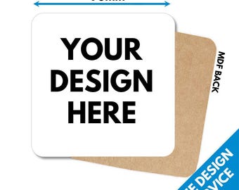 Custom Printed Square Coaster • Gloss Finish • Personalised Drinks Mats Coasters Photo