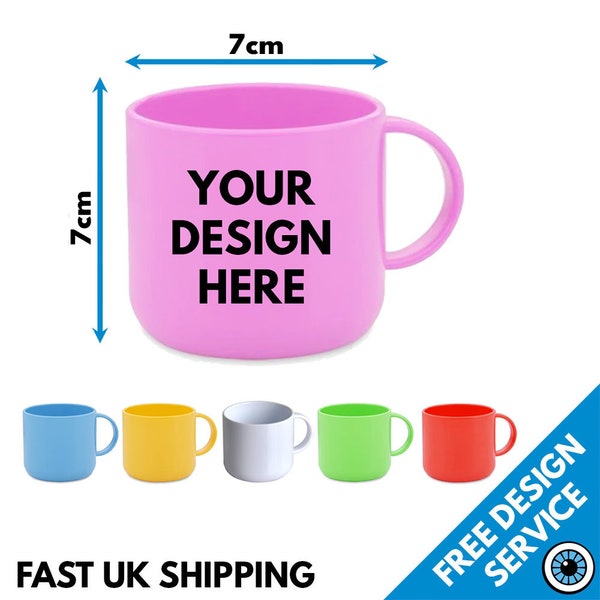 Custom Printed Polymer Plastic Kids Mugs - Personalised Text Photo Logo Birthday Business Promotional Childrens Cup Virtually Unbreakable