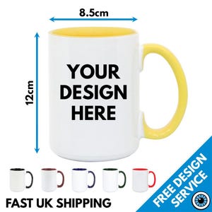Custom Printed 15oz Colour Large Mugs High Gloss Mug - Personalised Image Photo Logo Birthday Gift Business Band Promotional Personalized