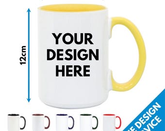 Custom Printed 15oz Colour Large Mugs High Gloss Mug - Personalised Image Photo Logo Birthday Gift Business Band Promotional Personalized