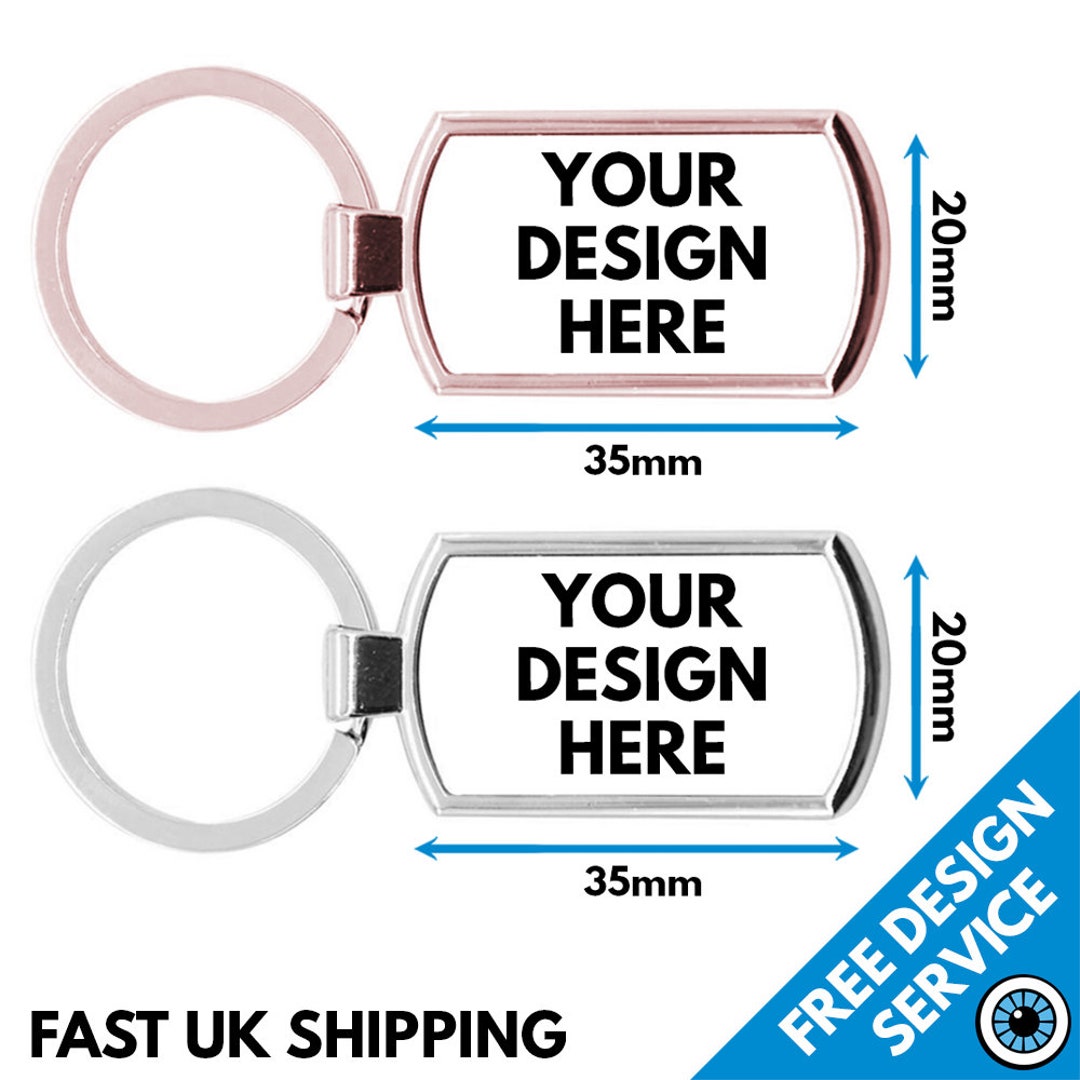 Custom Printed Metal Key Ring Personalised Keyrings Photo Logo • Rose ...