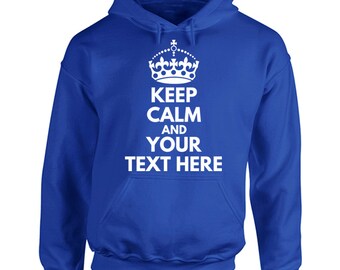 Felpa con cappuccio personalizzata Keep Calm stampata per adulti