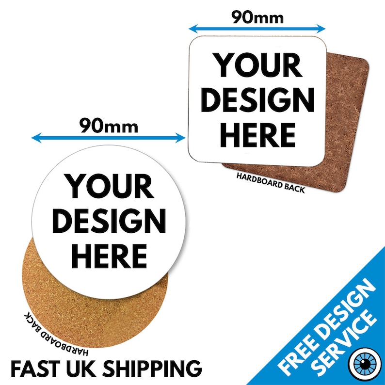 Custom Printed Coaster Gloss Finish Personalised Drinks Mats Coasters Photo image 1