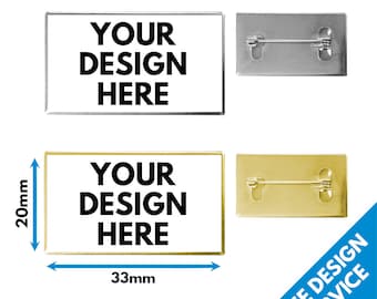 Rectangular Custom Badges • High Resolution Lapel Pin • 33 x 20mm Badge Metal