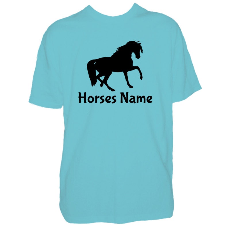 Personnalisé Équitation T-Shirt Enfants 3-13 Ans Ajouter Votre Chevaux Nom 