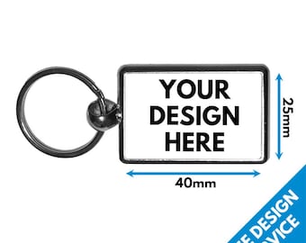 Custom Metal Rectangular Key Ring  40mm x 25mm Personalised Printed Image Photo Logo Gift Double Sided Personalized Wedding Bespoke Keyrings