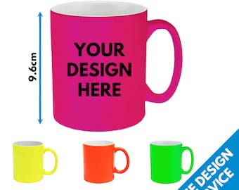 Custom Printed Bright Neon Colour Mug - Personalised Text Photo Logo Birthday Gift Business Band Promotional Mugs Personalized Home Work Cup