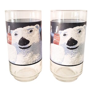 Vintage 90s Coca-Cola Polar Bear Glass Tumblers - Set of 2