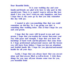 Algo azul carta de boda, poema de boda, favor de boda, novia, novio, matrimonio, escritor fantasma, regalos de boda, archivo digital