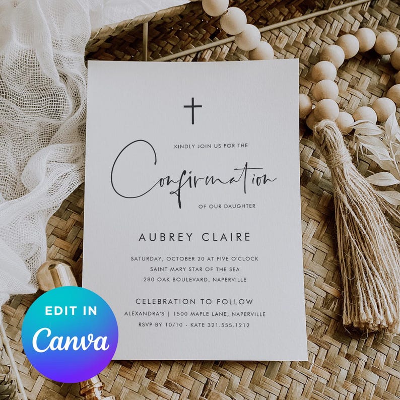 Minimalist Confirmation Invitation | Elegant Black and White Canva ...