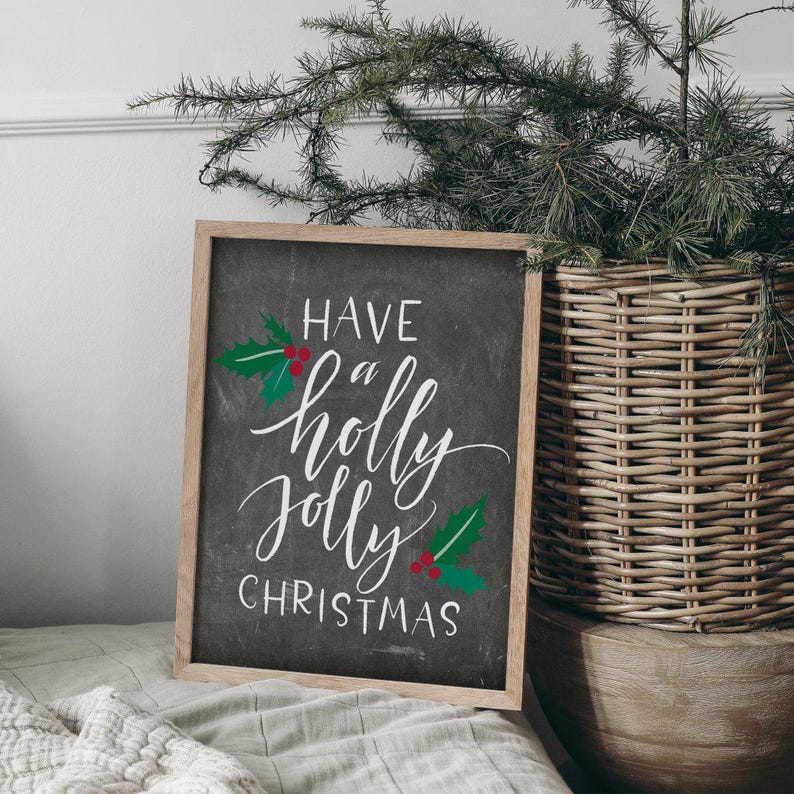 Jolly Christmas Script Have a Holly Jolly Christmas Printable, Holiday Wall Art 8x10 ...