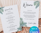 Destination Wedding Welcome Letter & Weekend Itinerary | Welcome Bag Insert | Editable Canva Template