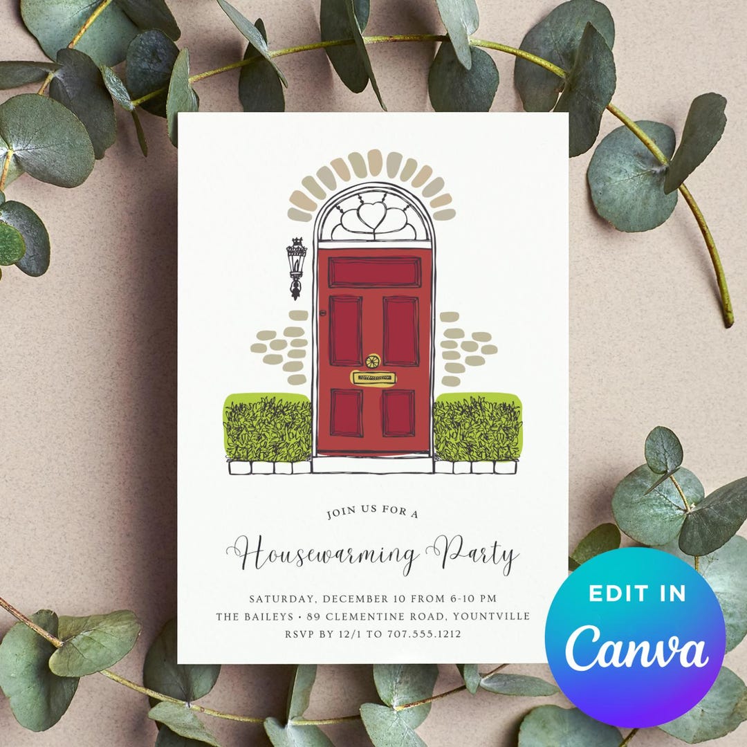 Housewarming Party Invitation Template | New Home Celebration | Red ...