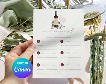Wine Tasting Scorecard Template | 8x10 Editable Canva Printable