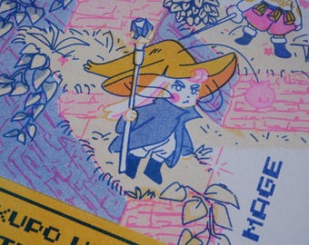 Clan Kupo Final Fantasy Tactics Moogle / Impresión risográfica de 3 colores / Tamaño carta A4