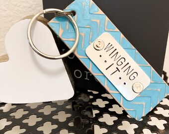 winging it - first time driver - Personalized leather keychain accessory - graduation gift for her - custom leather key fob - adulting gifts