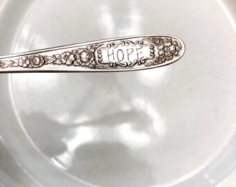 Vintage Silver plated flatware - home decor - farmhouse decor - vintage silver plate spoon - hand stamped vintage teaspoon - hope - inspo