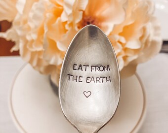 Vegan gift - health wellness -Vintage Silver plated flatware - farmhouse decor - vintage silver plate spoon - hand stamped vintage teaspoon