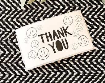 Thank you, smiley face, Packaging stickers, thank you sticker, packing labels, happy mail for customers