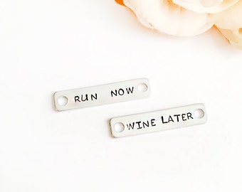 Wine lover - custom marathon affirmation - wine gifts for her -runner shoe lace plate - running shoe accesory - inspirational shoe tag