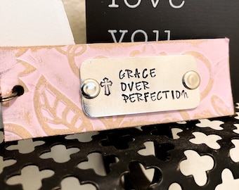 Personalized leather keychain accessory - graduation gift for her - custom leather key fob - inspirational her - friendship gift for women