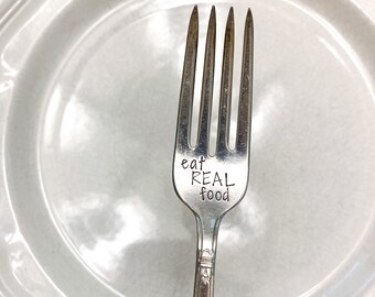 Vintage Silver plated flatware - health and wellness - home decor - farmhouse decor - vintage silver plate fork - hand stamped vintage fork