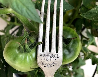 Powered by plants - vegan gift - Vintage Silver plated flatware - vintage silver plate fork - hand stamped vintage fork -  culinary graduate