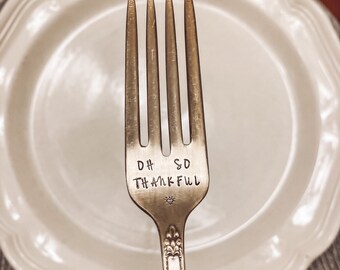 Vintage Silver plated flatware - home decor - farmhouse decor - vintage silver plate fork - hand stamped vintage fork - gratitude - gift