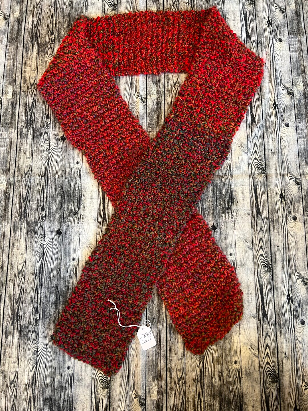Hand Knitted Red Scarf - Etsy