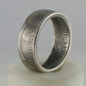 1964 Kennedy silver half dollar coin ring