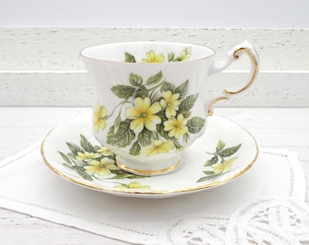 Paragon Flower Festival D Teacup and Saucer, Yellow Primrose, Made in England