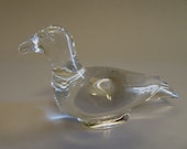 Baccarat Crystal Turtle Dove Figurine, Art Glass Dove Figurine, Crystal Bird Paperweight Made in France