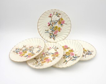 Antique Royal Bonn Franz Anton Mehlem Floral Faience Plates (5): Hand Painted, Germany