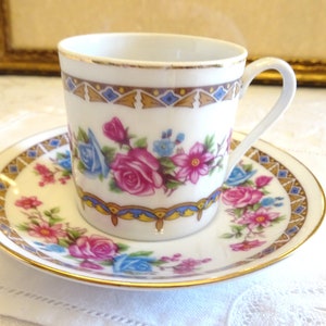 Vintage Floral Demitasse Cup and Saucer from China