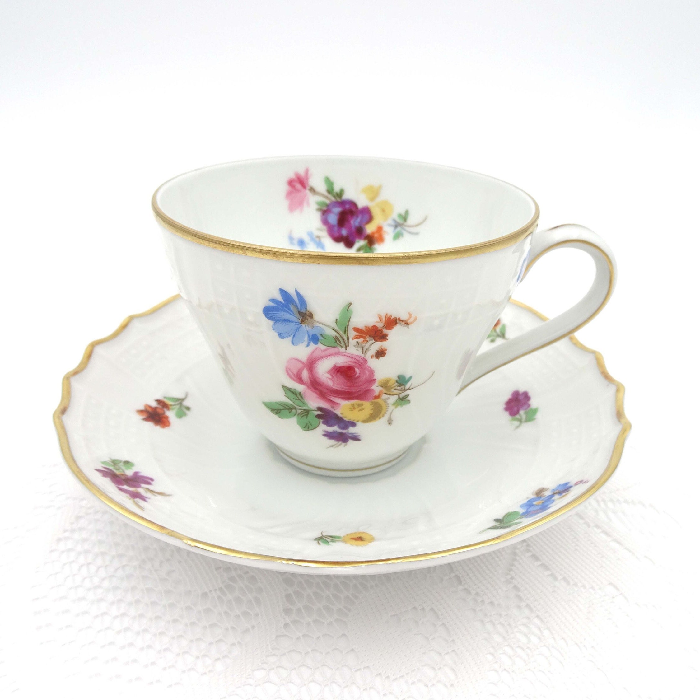 フッチェンロイター ティートリオ 金彩 花柄 ヴィンテージ