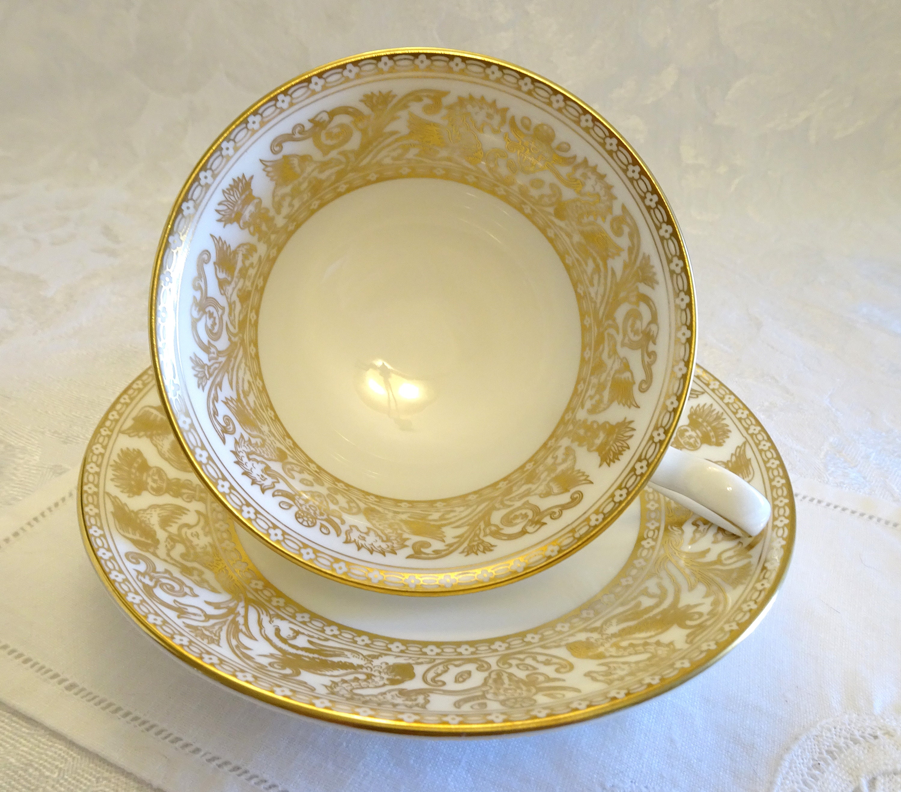 Wedgwood Gold Florentine Tea Cup and Saucer Made in England Etsy