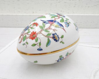 Aynsley Pembroke Egg Trinket Box: Fine English Bone China, Gold Trim