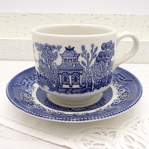 Churchill Blue Willow Cup and Saucer Made in England