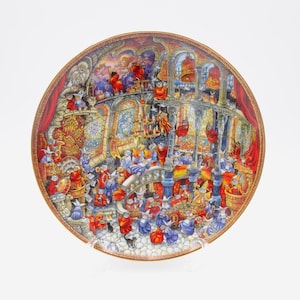 Holy Cats Decorative Cat Plate by Bill Bell a Franklin Mint Limited Edition Collectible Plate 24K Gold Trim, Cat Themed Plate