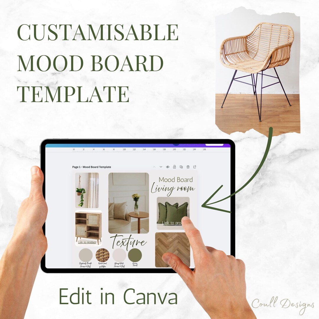 Canva Mood Board Template | Interior Design Planner | Printable Digital ...