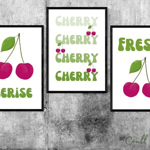Cherry Set of 7 Printable Original Artwork Images Download and Print Bright Fun Pop Art Design Poster