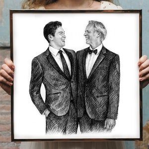 Father of the groom gift from bride on wedding day gift for groom, Custom portrait from photo, Sympathy gift loss of father gift, Charcoal