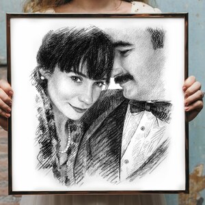 Charcoal drawing from photo, Custom portrait from photo, Charcoal sketch, Hand Drawn portrait from photo, Personalized Couples portrait