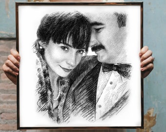 Charcoal drawing from photo, Custom portrait from photo, Charcoal sketch, Hand Drawn portrait from photo, Personalized Couples portrait