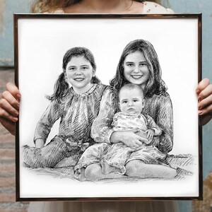 Verticale dessinée à la main de la photo, cadeau de jour de mères pour grand-mère des grands-enfants, cadeau de nouvelle grand-mère, cadeau de jour de premières mères, cadeau des enfants, art
