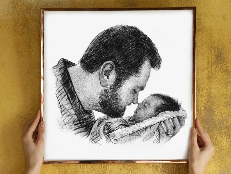 Gifts for New dad gift Dad Gifts for Dad Gifts from Daughter First Fathers day gift First time dad gift Best dad ever Custom Drawing art image 9